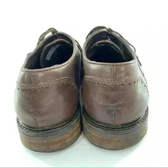 Alfani Paul mens Oxfords 10.5 chocolate Brown leather brogue wingtip cap toe - Picture 4 of 13